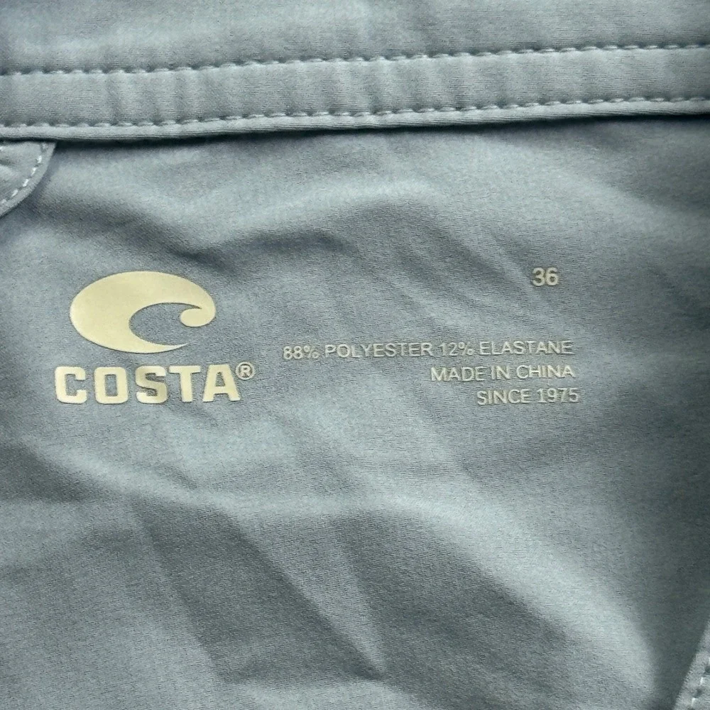 Costa Del Mar Men Board Shorts Light Blue Gray Size 36 Scalloped Hem Swim Trunks